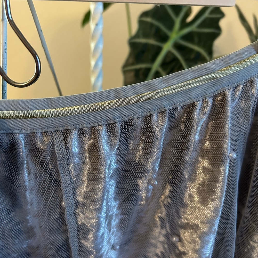 Anthropologie Silver Gray Velvet & Tulle Maxi Skirt - Picture 3 of 5